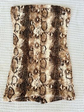 Fashion Nova Brown Snake-Print Reptile Romper